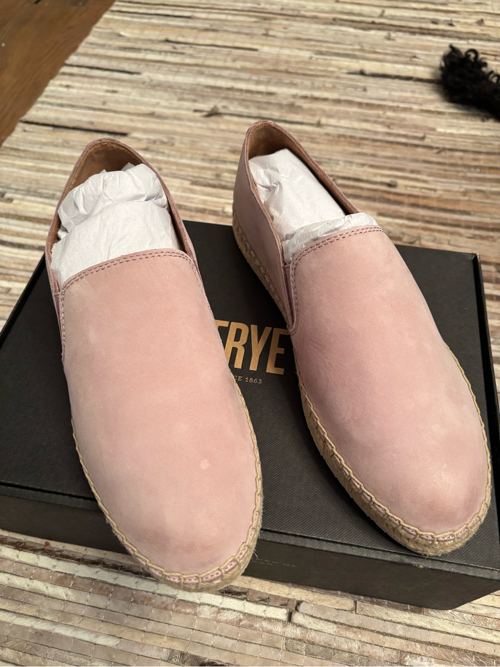 Frye Dusty Pink Suede Slip-On Isbel Espadrilles